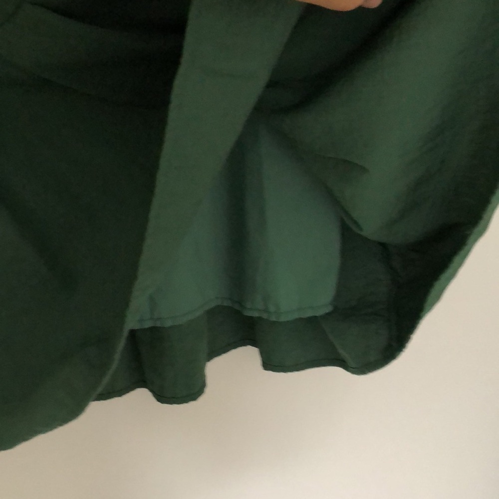 M Green Cotton Dress Pockets Flowy Ruffle Lined Midi Spring - Picture 8 of 10